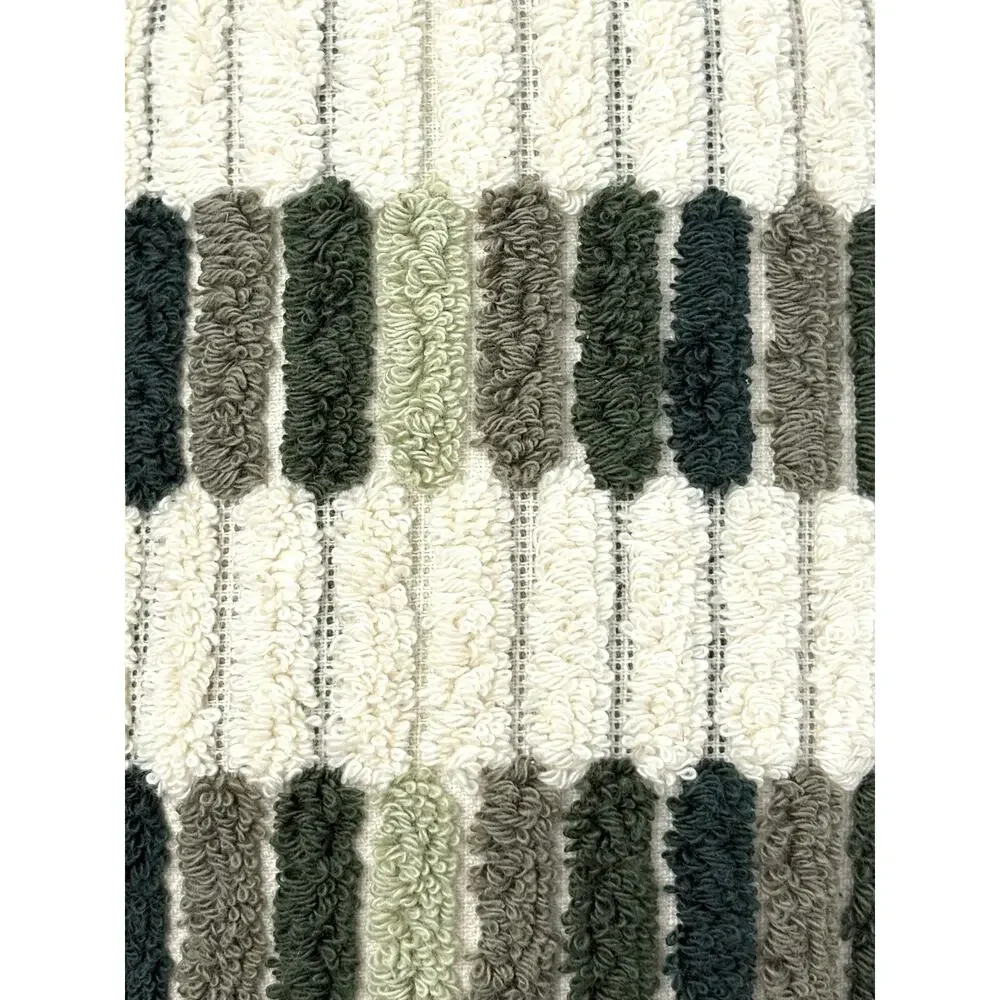 Brooks Brothers Turkish Cotton Mosaic Tile Hand Towels Greens Cream Multi Fringe